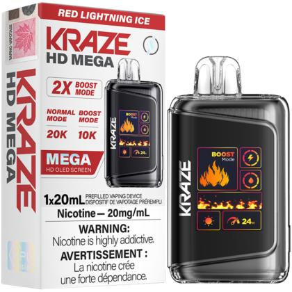 KRAZE HD MEGA VAPE 20K PUFFS - RED LIGHTNING ICE