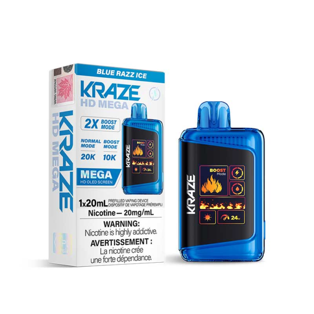 KRAZE HD MEGA VAPE 20K PUFFS - BLUE RAZZ ICE